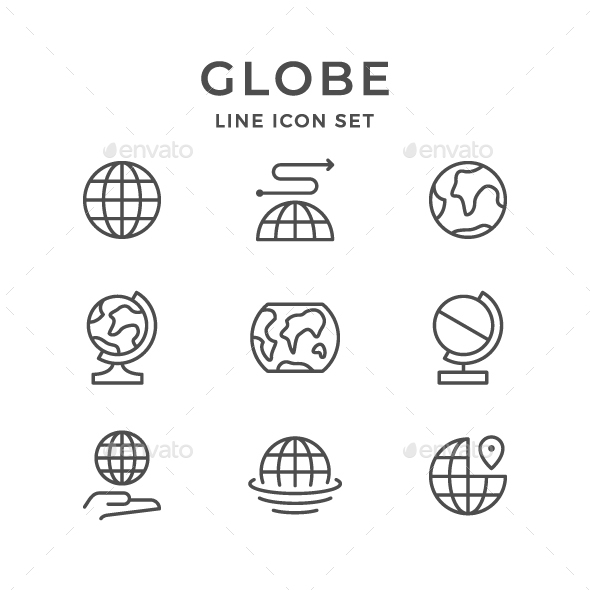 Set Line Icons of Globe