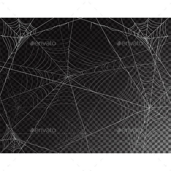 Black Transparent Background for Halloween with Spiderwebs