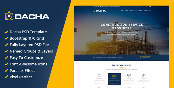 Dacha - Construction PSD Template