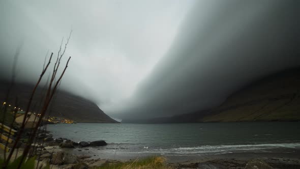 Fjord Under Moving Clouds In Arnafjordir