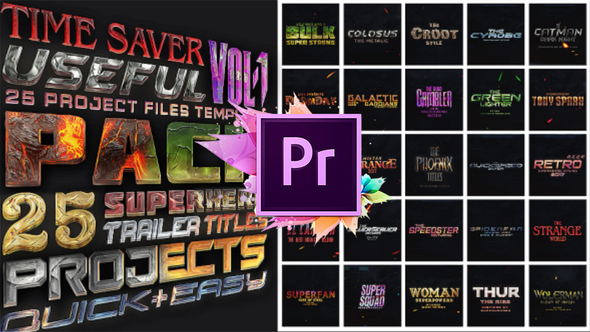 25 SuperHero Titles Pack For Premiere Pro | Mogrt