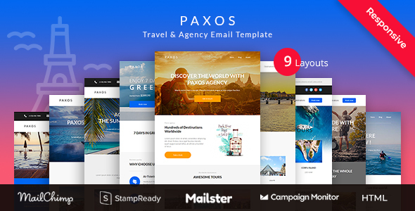 Paxos - Responsive Travel Agency Email Newsletter Template Stampready Builder + Mailchimp + Mailster