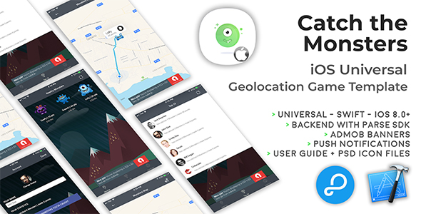 Catch The Monsters | iOS Universal Geolocation Game Template (Swift)