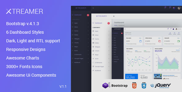 Xtreamer - Responsive Bootstrap Admin Templates