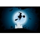 Halloween Background with Witch and Ghosts - GraphicRiver Item for Sale