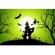 Halloween Background with Witch and Haunted House - GraphicRiver Item for Sale