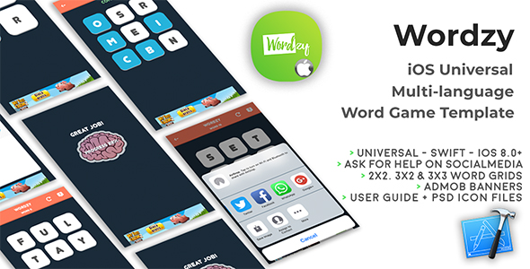 Wordzy | iOS Universal Multi-Language Word Game Template  (Swift)