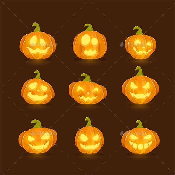 Halloween Pumpkins on Dark Background