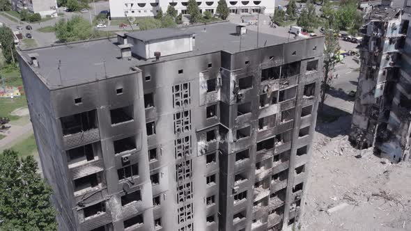 Borodyanka Ukraine  a Destroyed Building During the War Bucha District