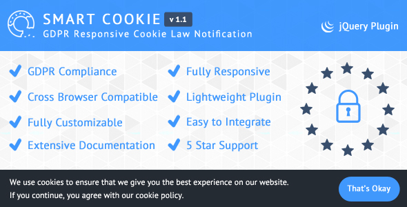 Smartcookie - Gdpr Responsive Cookie Law Notification