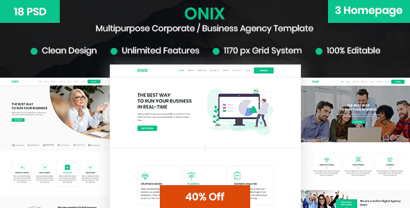 ONIX – Multipurpose Corporate/Business Agency PSD Template