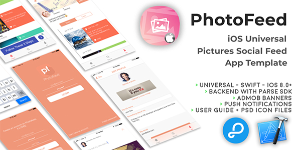 Photofeed | Szablon aplikacji Universal Universal Photo Feeds na iOS (Swift)