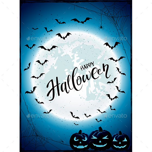 Text Happy Halloween with Moon