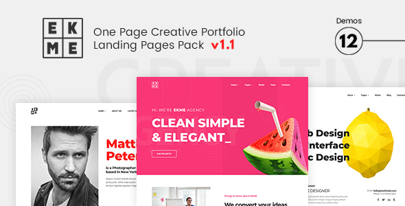 EKME - One Page Creative Portfolio Landing Pages Pack