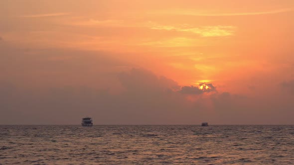 View at Sun Setting on Tropical Sea