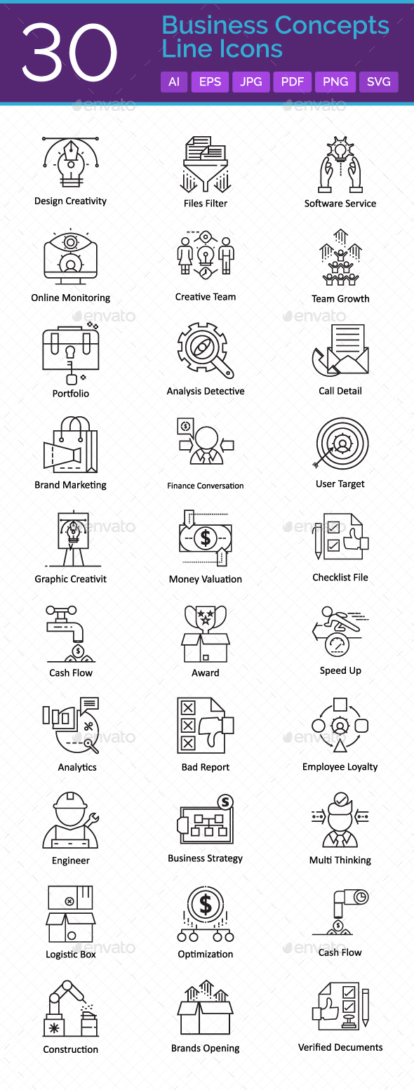30 Business Concepts Vector Icons Set