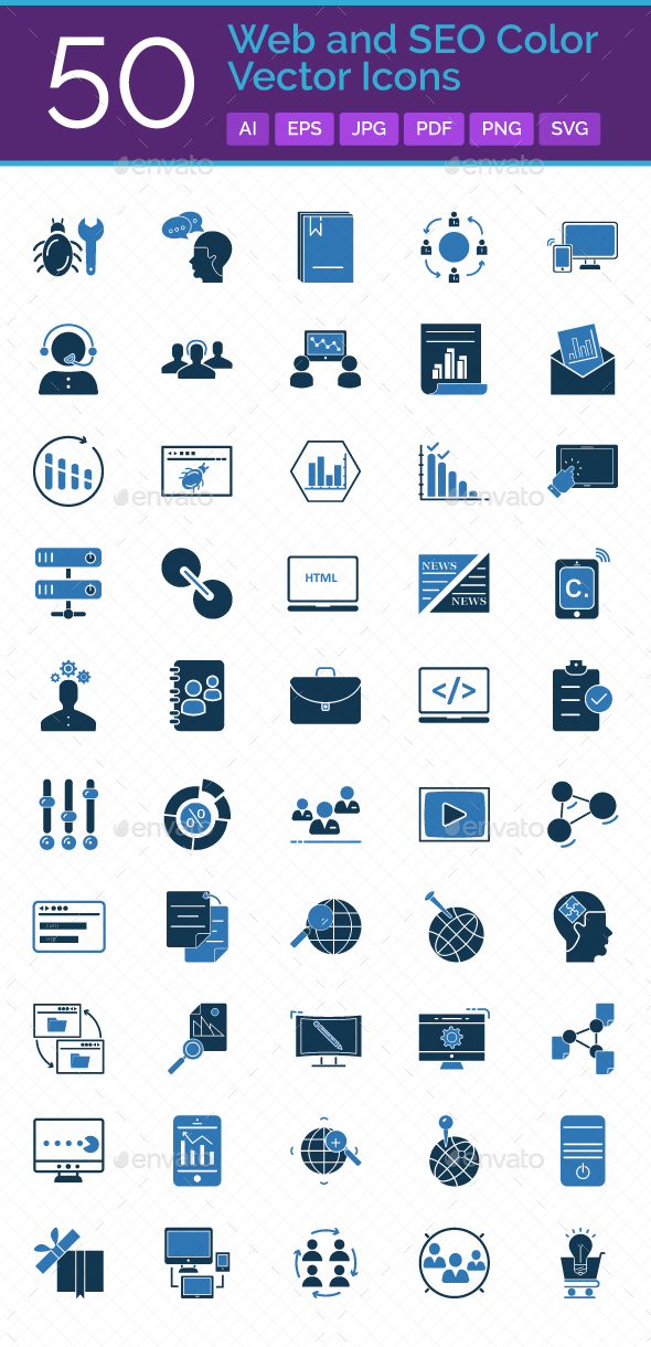 50 Web and SEO Vector Icons Set