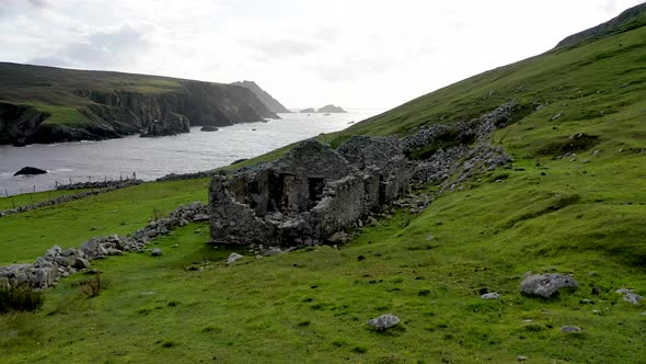 Abandoned Village at An Port Between Ardara and Glencolumbkille in County Donegal  Ireland