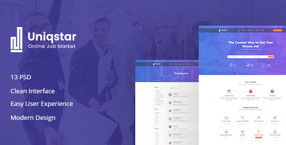 Uniqstar | Job Board PSD Template