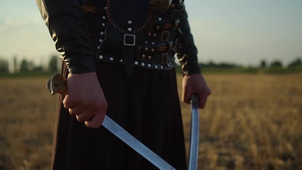 A Cossack with Two Sabres in His Hands Looks Into the Distance at the Enemy