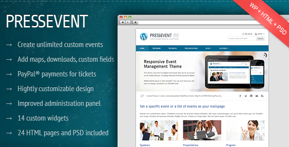 PressEvent – Event Management Theme