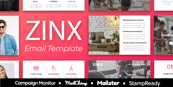 ZINX - Multipurpose Agency Email Template With StampReady, Mailster, Mailchimp, Campaign Monitor