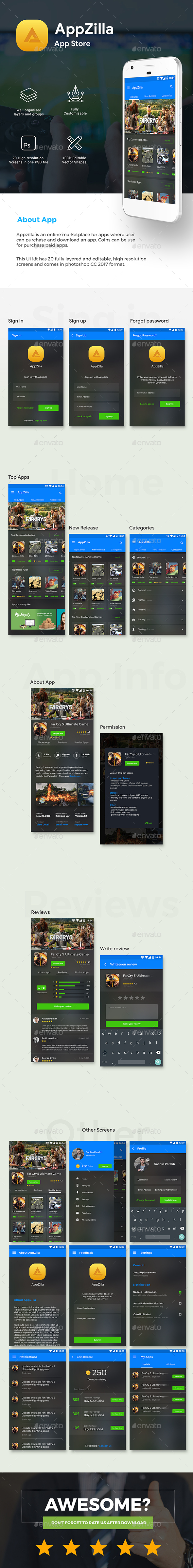App Store UI kit | App Market UI Kit | One Stop Solution For Any App | App Shopping | AppZilla