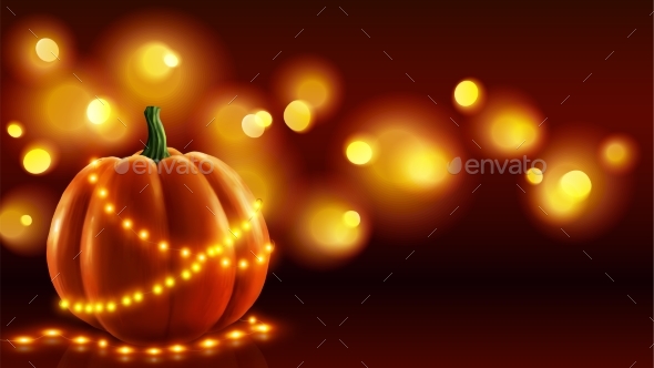 Realistic Pumpkin Vector Illustration with Orange