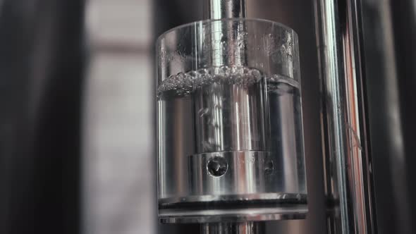 Close-up details of equipment for beer fermentation