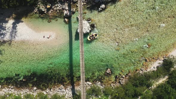 Drone Flight Dinghy Of Tourists On River Soca