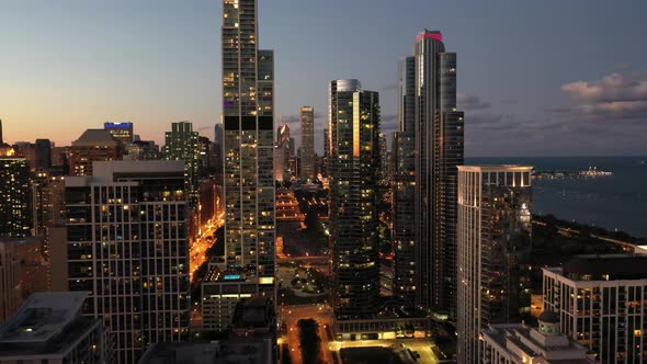 Chicago South Loop Cityscape at Sunset