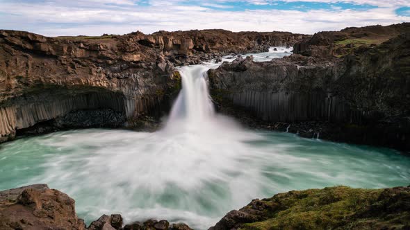 Time Lapse Footage of The Aldeyjarfoss Waterfall in North Iceland