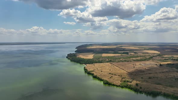 The Dnieper River with Villages Temporarily Occupied By Russia in the Kherson Region