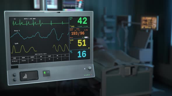 Electrocardiogram Device At Medical Hospital Shows Heart Rate Of Dying Patient alt
