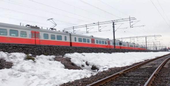 Three High Speed Passenger Trains Passing By