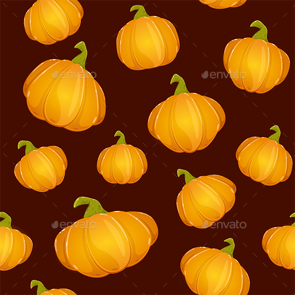 Dark Seamless Background with Pumpkins for Thanksgiving Day