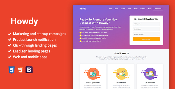 Howdy - Multipurpose High-Converting Landing Page Template