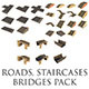 Mid Poly Roads, Staircases and Bridges Pack - 3DOcean Item for Sale