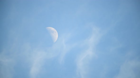 Passenger plane passing near the moon