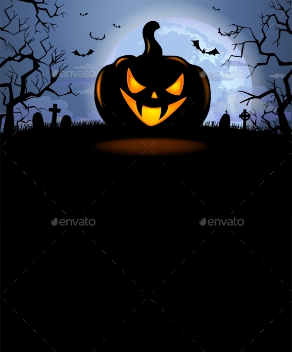 Halloween Background with Scary Pumpkin