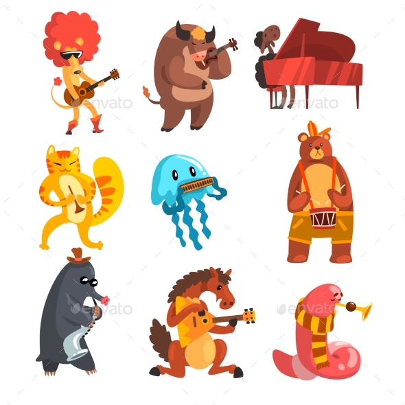 Animals Playing Musical Instruments Set