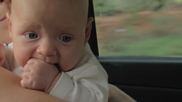 Quiet Baby Traveling By Car with Mum