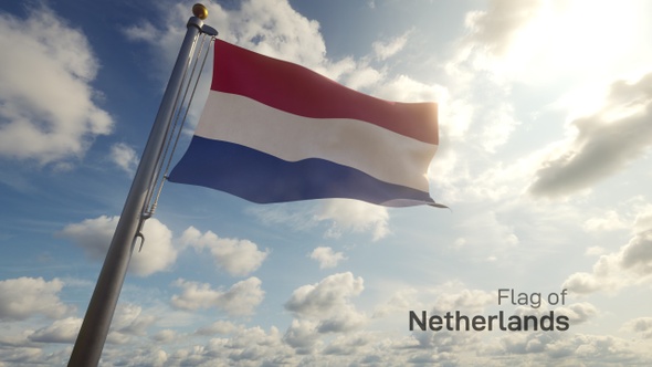Netherlands Flag on a Flagpole