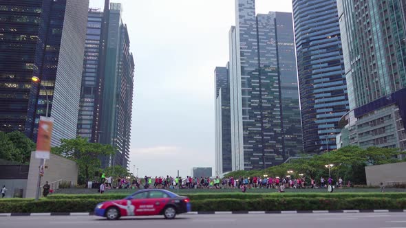 Morning Gymnastics Between Skyscrapers