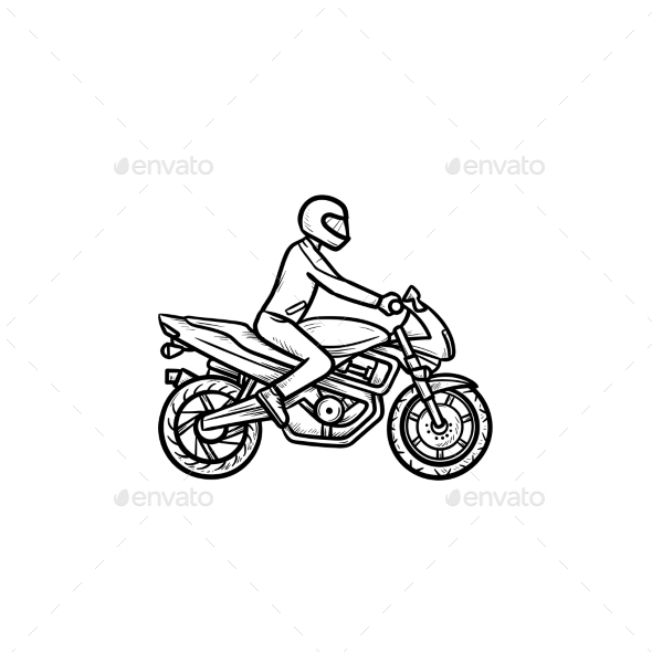 Motocross Rider Hand Drawn Outline Doodle Icon
