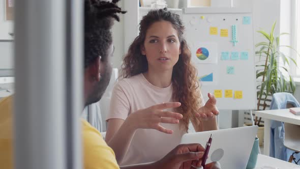 Two Diverse Coworkers Having Discussion