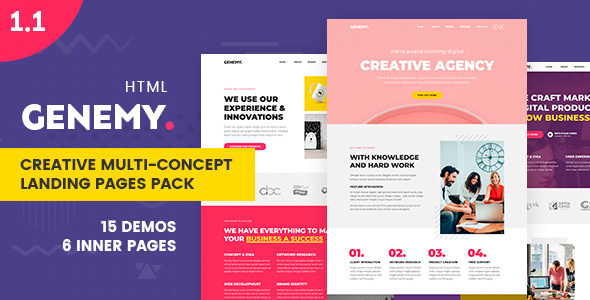 Genemy - Creative Multi Concept Landing Pages Pack