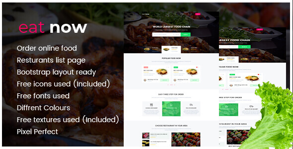 Eat Now Restaurants Directory - PSD