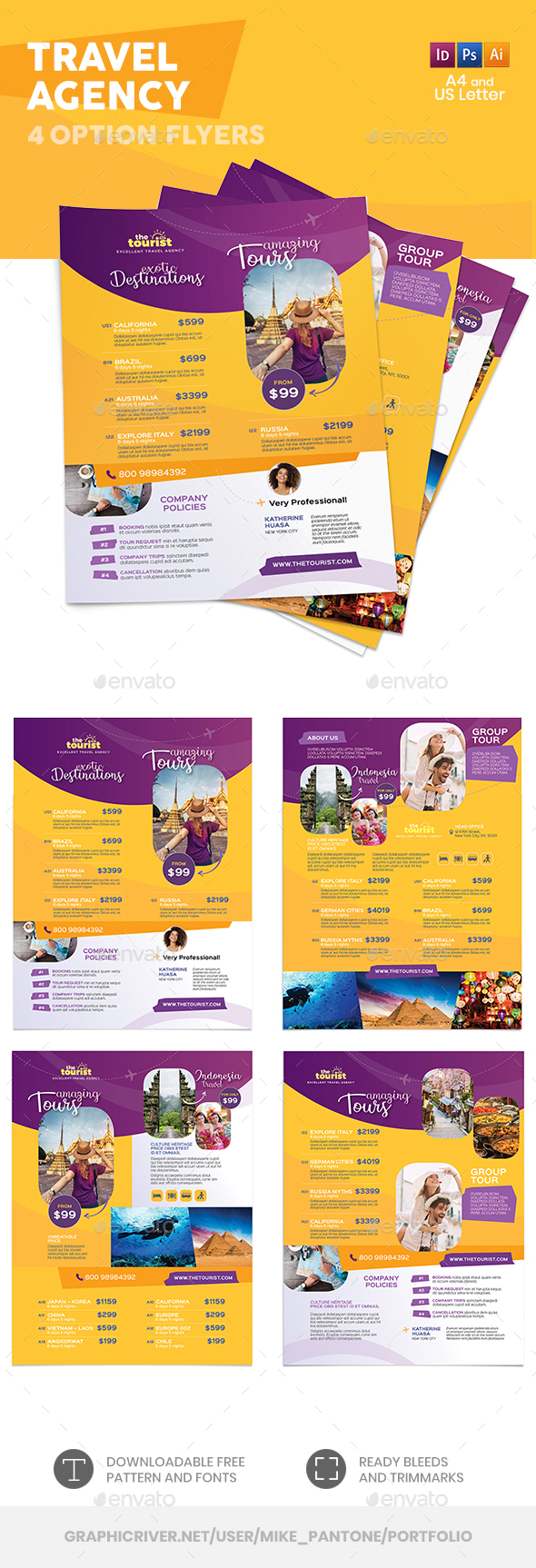 Travel Agency Flyers 4 – 4 Options