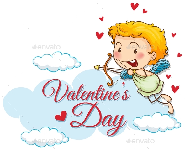 Valentine Card Template With Cute Cupid